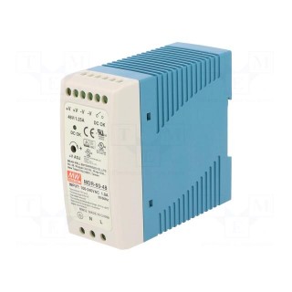 Power supply: switched-mode | 60W | 48VDC | 48÷56VDC | 1.25A | 330g