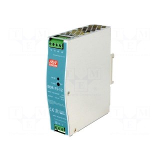 Power supply: switched-mode | for DIN rail | 75.6W | 12VDC | 6.3A