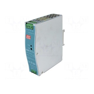 Power supply: switched-mode | for DIN rail | 75.6W | 12VDC | 6.3A