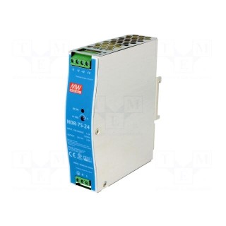 Power supply: switched-mode | 76.8W | 24VDC | 24÷28VDC | 3.2A | 510g