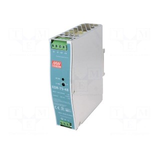 Power supply: switched-mode | for DIN rail | 76.8W | 48VDC | 1.6A