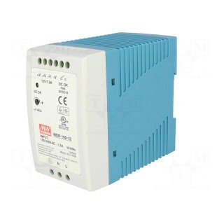 Power supply: switched-mode | for DIN rail | 90W | 12VDC | 7.5A | OUT: 1