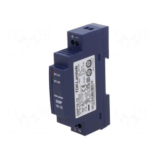 Power supply: switched-mode | for DIN rail | 10W | 12VDC | 830mA | 78%