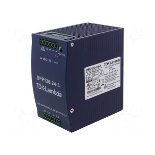 Power supply: switched-mode | for DIN rail | 120W | 24VDC | 5A | 89%
