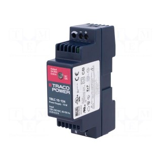 Power supply: switched-mode | 15W | 24VDC | 24÷28VDC | 0.63A | 80g | 85%