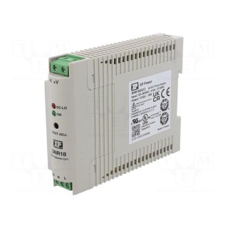 Power supply: switched-mode | for DIN rail | 18W | 12VDC | 1.5A | 77%