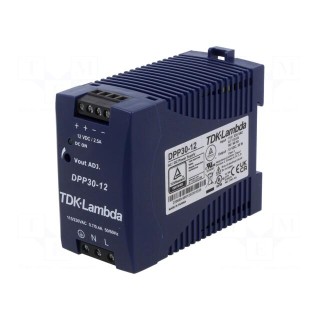 Power supply: switched-mode | for DIN rail | 30W | 12VDC | 2.5A | 82%