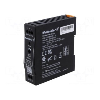 Power supply: switched-mode | for DIN rail | 30W | 24VDC | 1.3A | OUT: 1