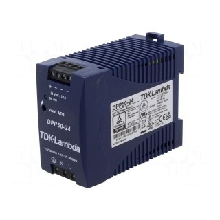 Power supply: switched-mode | for DIN rail | 50W | 24VDC | 2.1A | 86%