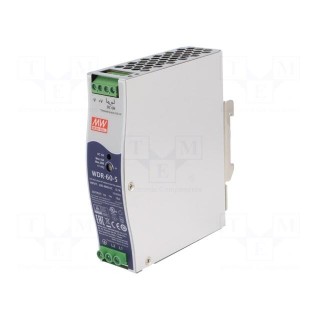 Power supply: switched-mode | for DIN rail | 50W | 5VDC | 10A | OUT: 1