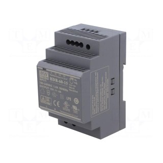 Power supply: switched-mode | for DIN rail | 60W | 15VDC | 4A | OUT: 1