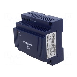 Power supply: switched-mode | for DIN rail | 72W | 12VDC | 6A | 82%
