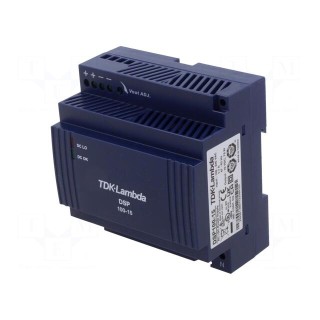 Power supply: switched-mode | for DIN rail | 75W | 15VDC | 5A | 85%