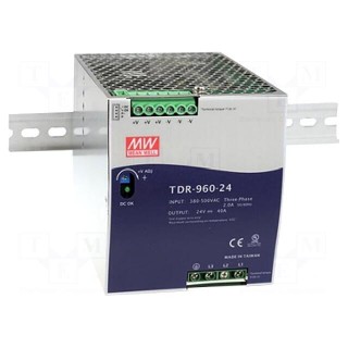 Power supply: switched-mode | for DIN rail | 960W | 24VDC | 40A | OUT: 1
