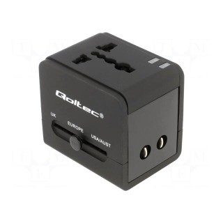 Adapter | 5VDC | 2.1A | Plug: EU | Input: USB A port x2 | Colour: black