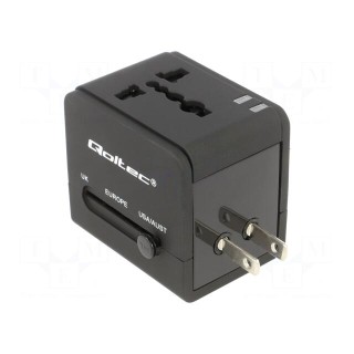 Adapter | 5VDC | 2.1A | Plug: EU | Input: USB A port x2 | Colour: black