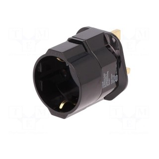 Adapter | Plug: with earthing | Input: UK | Out: EU | Colour: black