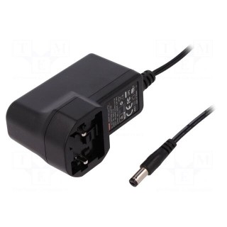 Power supply: switched-mode | mains,plug | 18VDC | 0.66A | 12W | 85%