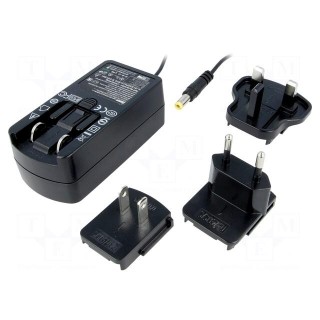 Power supply: switched-mode | mains,plug | 24VDC | 1A | 24W | 85%