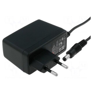 Power supply: switched-mode | mains,plug | 15VDC | 1A | 15W | Plug: EU