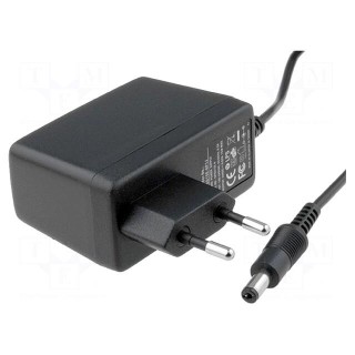 Power supply: switched-mode | mains,plug | 18VDC | 0.83A | 15W | 78%