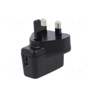 Power supply: switched-mode | mains,plug | 5VDC | 1A | 5W | Out: USB
