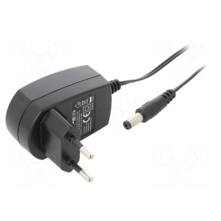 Power supply: switched-mode | mains,plug | 12VDC | 0.1A | 1.2W | 61%