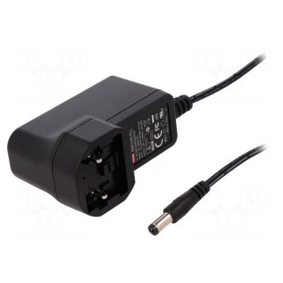 Power supply: switched-mode | mains,plug | 24VDC | 0.5A | 12W | 85%