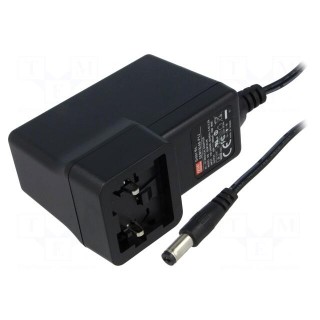 Power supply: switched-mode | mains,plug | 48VDC | 0.38A | 18W | 87%