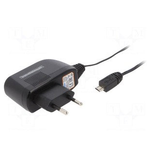 Power supply: switched-mode | mains,plug | 5VDC | 1A | 5W | Plug: EU