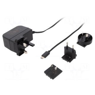 Power supply: switched-mode | mains,plug | 5VDC | 3A | 15W | Plug: EU