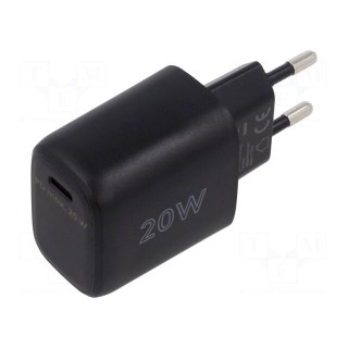 Power supply: switched-mode | mains,plug | 5VDC | 20W | Plug: EU | black