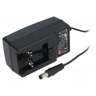Power supply: switched-mode | 18VDC | 1.66A | Out: 5,5/2,1 | 30W | 87%