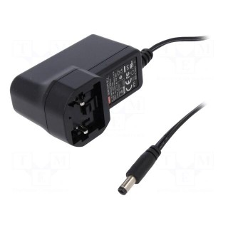 Power supply: switched-mode | mains,plug | 5VDC | 2.4A | 12W | 80%