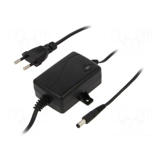 Power supply: switched-mode | 12VDC | 1A | Out: 5,5/2,5 | 12W | desktop