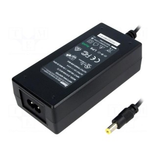 Power supply: switched-mode | 12VDC | 5.42A | Out: 5,5/2,1 | 65W
