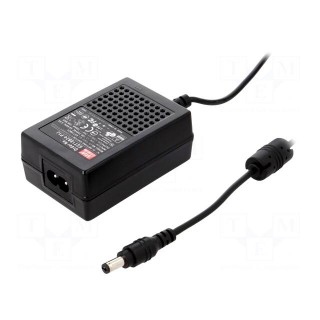 Power supply: switched-mode | 24VDC | 0.75A | Out: 5,5/2,1 | 18W | 88%