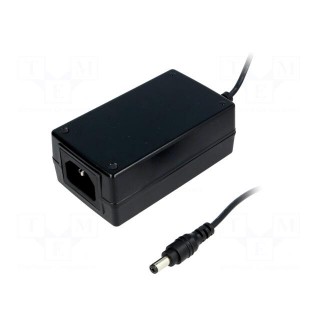 Power supply: switched-mode | 48VDC | 0.375A | Out: 5,5/2,1 | 18W | 89%