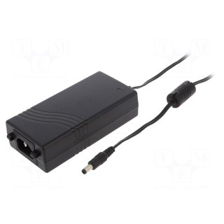 Power supply: switched-mode | 48VDC | 1.35A | Out: 5,5/2,5 | 65W | 89%