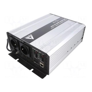 Converter: DC/AC | 1kW | Uout: 230VAC | Out: AC sockets 230V | -25÷55°C