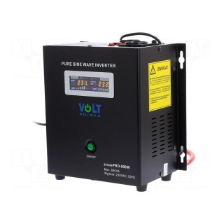 Converter: DC/AC | 500W | Uout: 230VAC | Out: AC sockets 230V | 0÷40°C