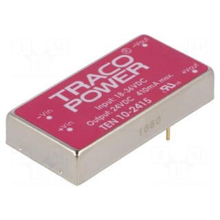 Converter: DC/DC | 10W | Uin: 18÷36V | Uout: 24VDC | Iout: 415mA | 2"x1"