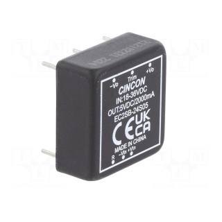 Converter: DC/DC | 10W | Uin: 18÷36V | Uout: 5VDC | Iout: 0÷2000mA | THT