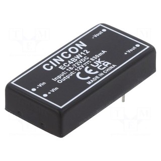 Converter: DC/DC | 10W | Uin: 18÷72V | Uout: 12VDC | Iout: 830mA | 2"x1"