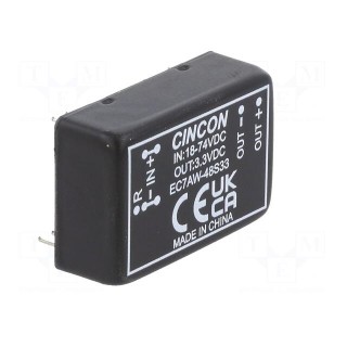 Converter: DC/DC | 10W | Uin: 18÷75V | Uout: 3.3VDC | Iout: 2000mA | DIP24