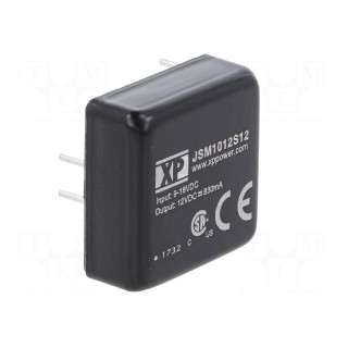 Converter: DC/DC | 10W | Uin: 9÷18V | Uout: 12VDC | Iout: 830mA | 1"x1"