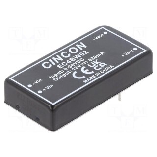 Converter: DC/DC | 10W | Uin: 9÷36V | Uout: 12VDC | Iout: 830mA | 2"x1"