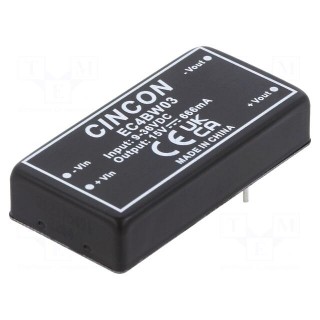 Converter: DC/DC | 10W | Uin: 9÷36V | Uout: 15VDC | Iout: 666mA | 2"x1"