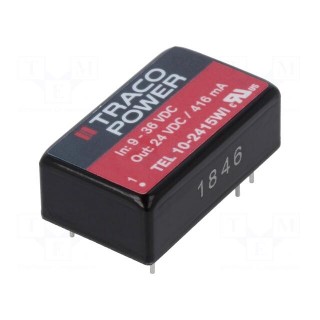 Converter: DC/DC | 10W | Uin: 9÷36V | Uout: 24VDC | Iout: 416mA | DIP16