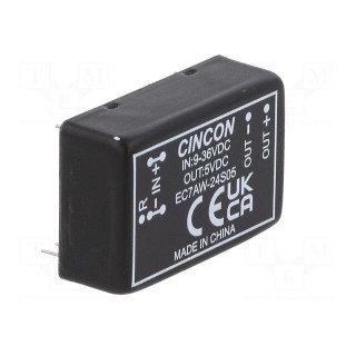 Converter: DC/DC | 10W | Uin: 9÷36V | Uout: 5VDC | Iout: 2000mA | DIP24